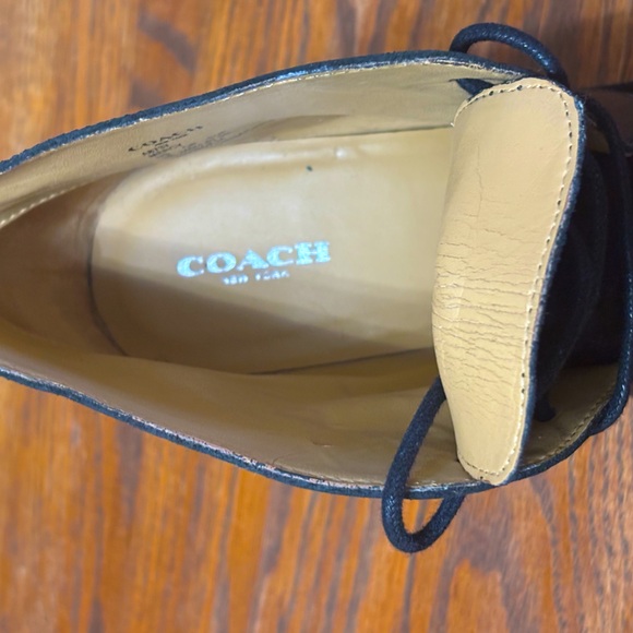Coach Mercy Black Leather/ Suede Tie Front Ankle Boots, Wedge Heel. Size 8 - Picture 9 of 13
